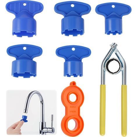 7 Pièces Clé Aérateur, M16-M28, Plastique et Métal, pour Évier Cuisine et Salle de Bain (1/5)
