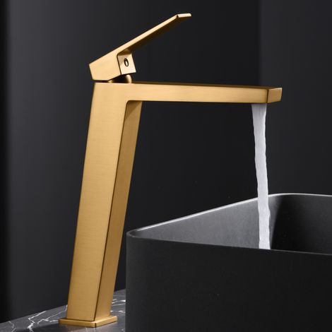 Imex - Grifo Monomando Lavabo Caño Alto Oro Serie Art (1/4)
