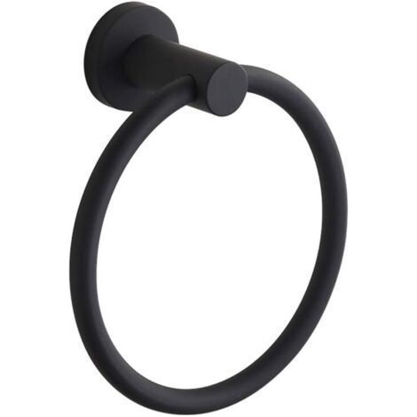 Anneau porte-serviette mural en acier inoxydable 304 pour salle de bain Noir (1/5)