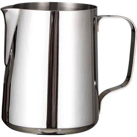 Pichet à mousse de lait, pichet à lait en acier inoxydable 304, pichet à vapeur de 350 ml, pichet à vapeur pour café, cappuccino, barista, carafe à lait avec stylo de décoration, argenté 350ML (1/3)