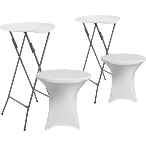 Set di 2 tavoli rotondi pieghevoli con coperture per catering 61x105cm 7house