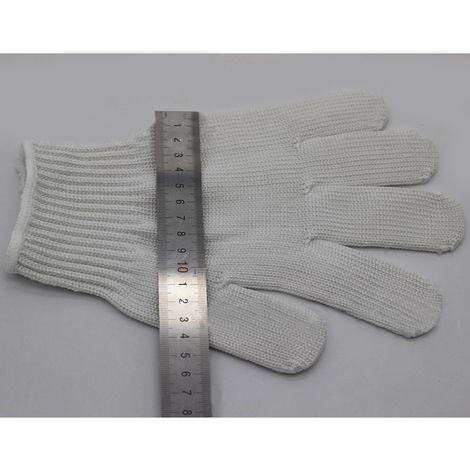 Gants de travail blancs de protection anti-coupure à 5 niveaux (1 paire), résistants aux coupures. (1/5)
