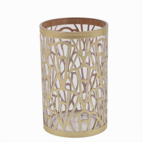 Cleafe - Bicchiere Porta Spazzolini Accessorio Bagno Oro Stile Contemporaneo Arredo 59098 - (1/3)