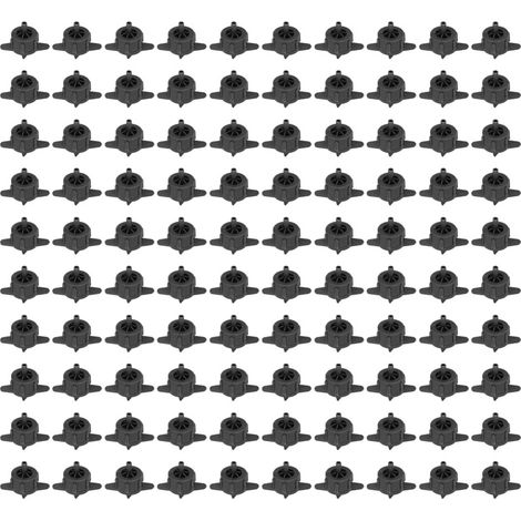 Lot de 100 goutteurs en PP noir, débit uniforme et compensation de pression de 4 mm, pour l'irrigation de grands terrains jusqu'à 4 L.