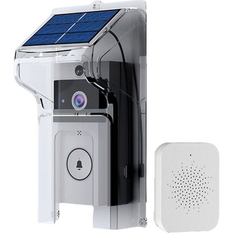Sonnette Vidéo WiFi Sans Fil Alimentation Solaire Vision Nuit Étanche Interphone Audio Bidirectionnel HD Maison Connectée (1/4)