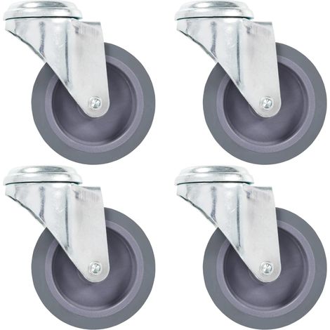 Roulettes pivotantes avec trou de boulon, 4 pièces, 75 mm