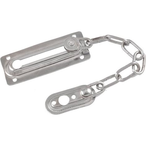 Chaîne De Sécurité Pour Porte - Métal Argenté - 16 cm - Plaque De Fixation 8,5 x 3,5 cm Et 4,8 x 2,2 cm - Pour Portes En Bois Ou Métal - 1 Pièce (1/5)