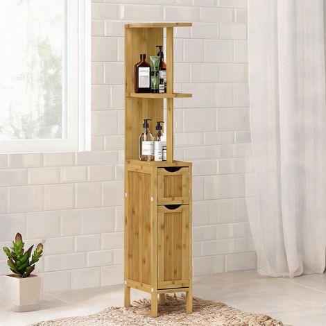 Armoire de rangement bois naturel en MDF 18 x 30 x 120 cm (1/5)