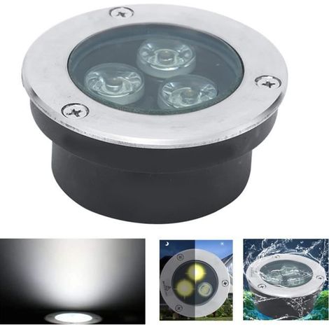 Très Mince Spot LED Piscine Encastrable Terrasse de Jardin 3W Spot LED Exterieur IP68 Étanche Acier Inoxydable 304 Extérieur,1pcs (1/4)