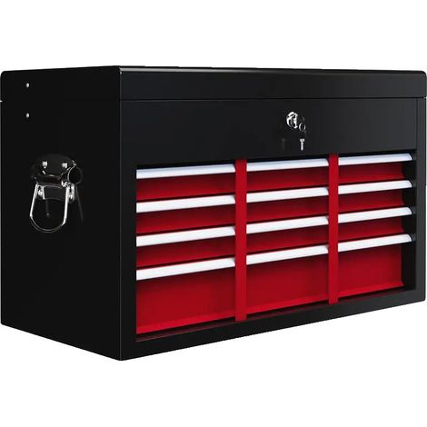Caja de herramientas con cerradura y 3 cajones, color verde militar. (1/2)