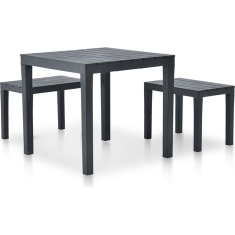 Maison Exclusive - Tavolo da Giardino con 2 Panche in Plastica Antracite (1/5)