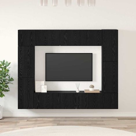 Ensemble meuble TV 8 pcs-Banc TV-Meuble Télé Chêne noir Bois d'ingénierie 836086 (1/5)