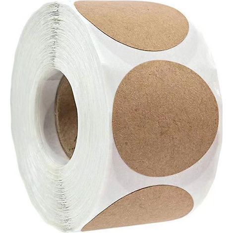 2 autocollants Kraft brun naturel (500 par rouleau) - Autocollants vierges ronds pour les propriétaires de magasins, l'artisanat, l'organisation, les étiquettes de bocaux et de conserves, les étiquett (1/3)