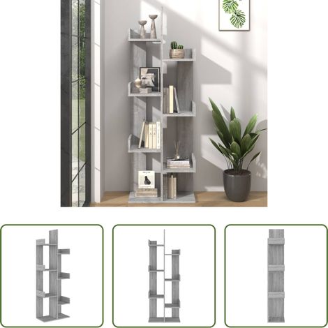 Bücherregal - Bücherschrank 48x25,5x140 cm Grau Sonoma Holzwerkstoff (1/5)