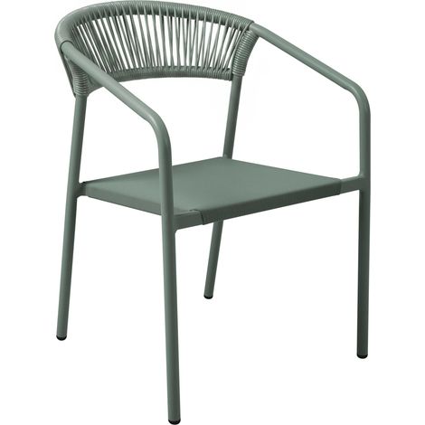Chaise de jardin aluminium et rotin synthétique avec accoudoirs vert