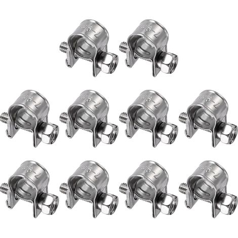 10pcs Collier De Serrage Pour Injection De Carburant 7-9mm Ajustable 304 Acier Inoxydable Mini Collier Pour Tuyau De Gaz Pour Automotive Agriculture Plomberie Diesel Petrol Pipe (1/5)