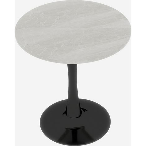 Runder Couchtisch 70 cm aus schwarzem und weißem Kunstmarmor MODENUIT (1/5)