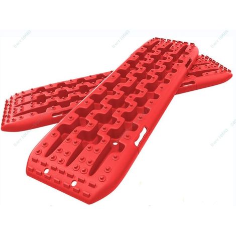 COSTWAY Tablas de Tracción Todoterreno, Alfombrillas de Tracción de 2 Piezas para Nieve, Extracción y Recuperación de Vehículos, para Llantas y Alfombrilla de Tracción (Rojo, 58 x 31 x 6 cm)