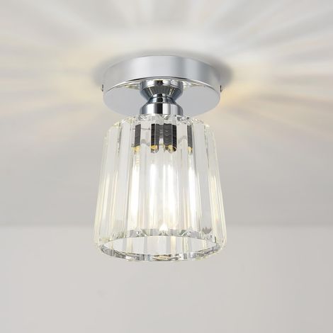 Lustre Cristal Moderne Argent, Mini Lustre Couloir E27, Luminaires Intérieur Ø135mm, Plafonnier Led Salle à Manger, Petite Chambre (1/5)