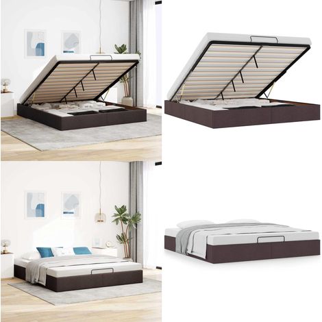 vidaXL Ottoman-Bett ohne Matratze Dunkelbraun 160x200 cm Stoff (1/5)