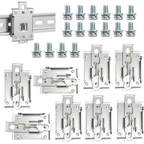 Lot de 8 colliers de serrage fixes pour rail DIN de 35 mm - Équerre de fixation en métal - Support universel pour relais à semi-conducteurs et relais - Angle de fixation pour relais semi-conducteur (1/5)