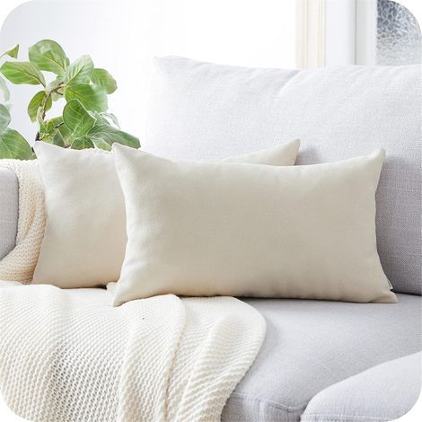 GENERIC-Taie d'oreiller 40x60 Lot de 2 Housse Coussin Beige en Chenille Doux Decoration Chmabre Ado Maison Salon de Coussin Canapé Lit Fauteuil de Bureau Scandinave Voiture de Couleur Uni (1/5)