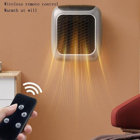 Riscaldatore a spina, riscaldatore in ceramica con telecomando, ventilatore portatile da 800 W, riscaldatore elettrico a parete per casa, camera da letto o ufficio, 1 pezzo, 13,5 x 12 x 10 (1/3)