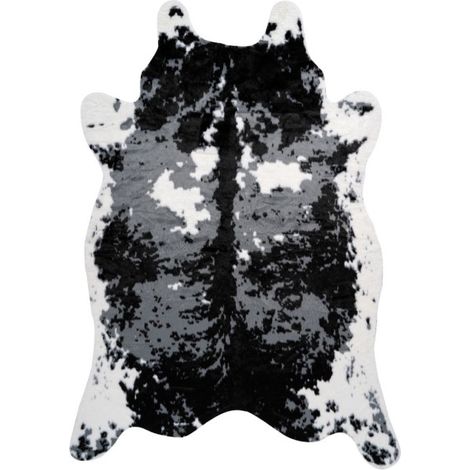 Tapis Imitation Peau de Vache "Desert" 160x230cm Noir & Blanc (1/4)