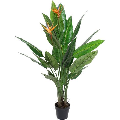 plante strelitzia artificielle pvc feuillage exotique réaliste - Vert feuillage et fleurs exotique (1/4)