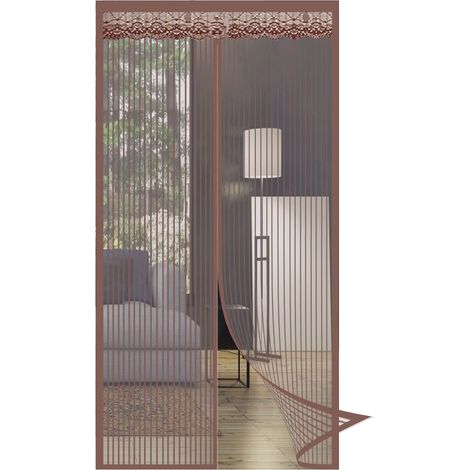 Magnetischer Fliegengittervorhang, 100 x 200 cm, Mückenschutz, automatisch schließend, für Haustür, Wohnzimmer, Kinderzimmer und Haustiere, Braun A (1/5)