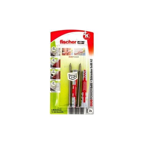 Fischer 2x  DUOPOWER 8x65  S vite  acciaio inossidabile  A2 -  537628