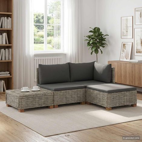 vidaXL 4 uds. Conjunto de Lounge de Ratán con Cojines GENDT Gris Kubu (1/5)