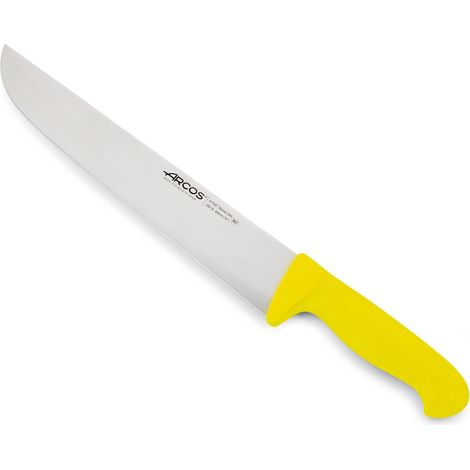 Coltello da macellaio Arcos Colore - Prof 291900 in acciaio inox Nitrum e mango polipropilene ergonomico giallo e 30 lama cm, coperchio del display