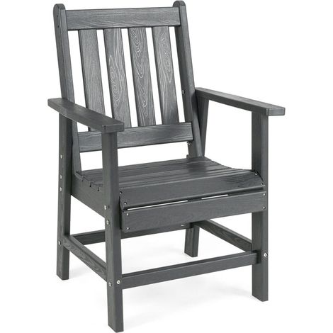 Chaise de jardin d'extérieur de patio 61,5 x 61 x 95 cm confortable avec accoudoirs ambiance cosy en hdpe gris