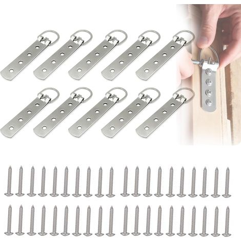 Cintres pour Tableaux Lourds 10 pièces – Attaches murales D en métal Solide avec vis Support Mural Cadres Photo, horloges et miroirs, Fixation Robuste décoration Murale - (1/5)