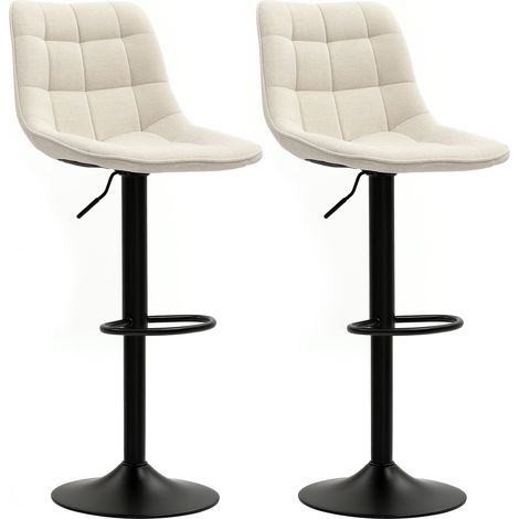 Lot de 2 tabourets de bar MIRIANA beige (1/5)