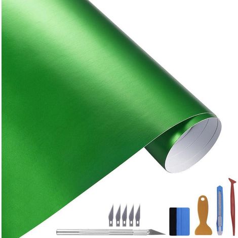 Folie gebürstet Metallic Grün 30x300cm Matt Chrom Vinyl für Auto, Laptop, Möbel (1/5)