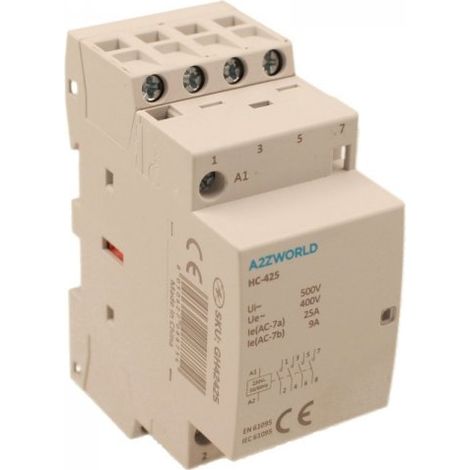 Teleruttore Contattore Modulare AC 4P 2M 4NO 25A AC 230V IP20 IEC61095 / IEC60947-4-1 HC-425