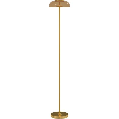 Lampadaire LED salon 3000 K, interrupteur au pied, verre et métal, finition laiton antique, 25 x 25 x 134 cm, ambiance chaleureuse  CHICFURN (1/5)