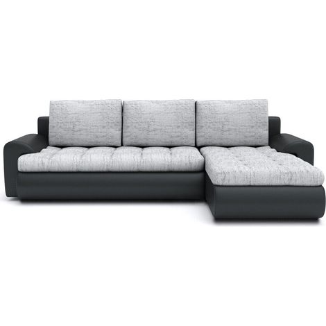 Tokyo Right Hand Facing Pleated Fabric Corner Sofa Bed - Grey & Black