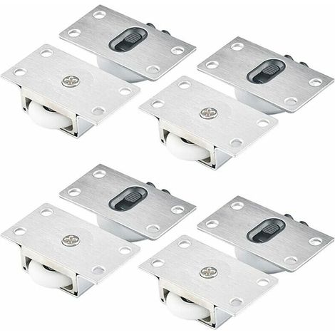 4 Paires Roues à Rouleaux pour Armoire Roues à Rouleaux pour Porte Coulissante Roulettes Placard Coulissant Galet de Armoire Porte Galet de Roulement (1/4)