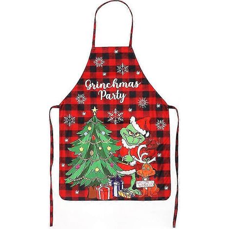 1 tablier de Noël Grinch A, tablier de cuisine lavable pour adulte avec motif Père Noël pour la décoration de cuisine, les restaurants, la peinture, les loisirs créatifs et les articles ménagers. (1/5)