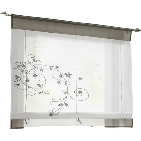 Cortina Romántica de 80X120cm con Pestaña Superior para Cocina y Balcón (Gris)