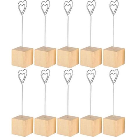 HURRISE Photo Holder 10 pièces porte-photo note carte de message image pince en métal support en bois massif