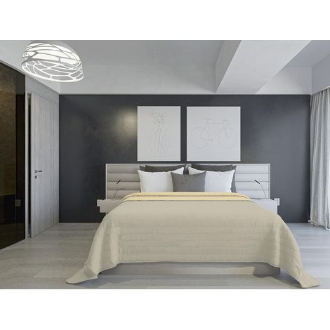 Couette d'été Ignifuge Bicolore saïe, Taupe/crème 260 x 270 cm (1/5)