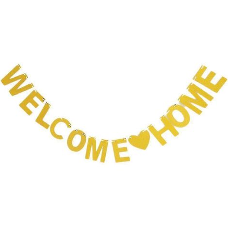 Guirlande de fanions « Bienvenue à la maison » de 3 m, paillettes dorées, idéale pour un mariage, Noël, un anniversaire, une pendaison de crémaillère, un bal de promo ou toute autre occasion spéciale. (1/3)