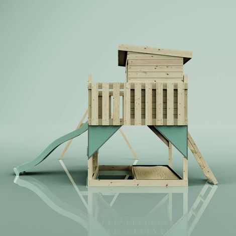 PolarPlay Spielturm Nils aus Holz in GrünBabyschaukel
