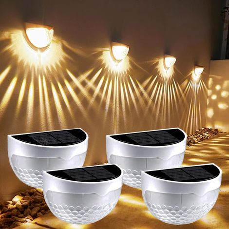 Lot de 4 lampes solaires pour clôture, jardin, extérieur, lumières murales LED étanches à énergie solaire pour mur, jardin, terrasse, clôture, cour, garage, escalier, portail (1/5)