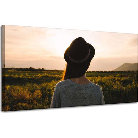 Leinwanddruck Natur Frau mit Hut 120x60