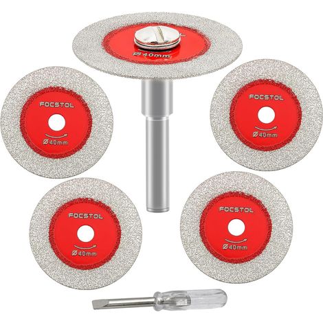 5 pièces disque diamant, 40mm, 1 pièce tige ronde, 6mm, pour verre jade marbre céramique (1/5)